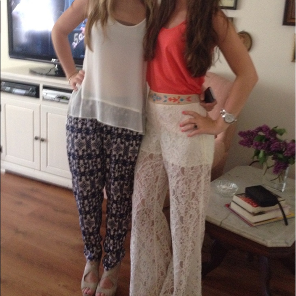 LIKE NEW lace cream colored pants with shorts